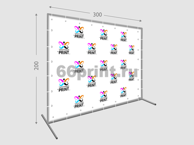 заказать печать Пресс волл 200х300 см. (конструкция + баннер с печатью 720 dpi)