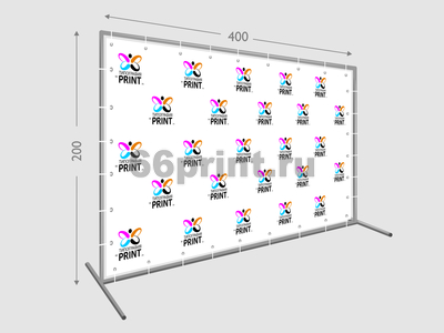 заказать печать Пресс волл 200х400 см. (конструкция + баннер с печатью 720 dpi)